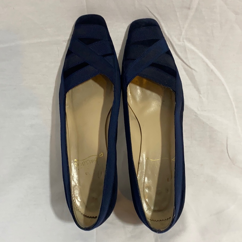 Vintage christian louboutin navy suede heels